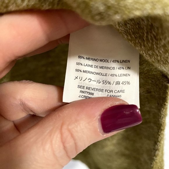 J. Crew Merino Wool Linen Blend V-Neck Sweater Heather Green Size M - Picture 4 of 7